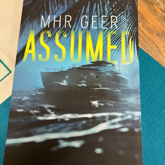 Assumed by MHR Geer signed PB book bookmark tote bag drink cozy - Picture 3 of 9